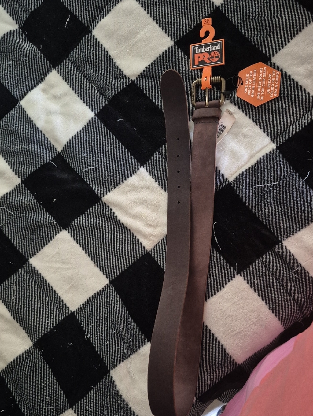 Timberland PRO Dark Brown Leather Work Belt with Brass Buckle